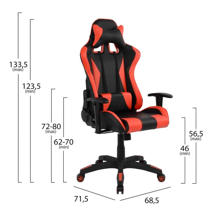 ΚΑΡΕΚΛΑ ΓΡΑΦΕΙΟΥ GAMING FB91062.01 ΜΑΥΡΟ ΚΟΚΚΙΝΟ PU 68,5 x 71,5 x 133,5 εκ. - Image 2