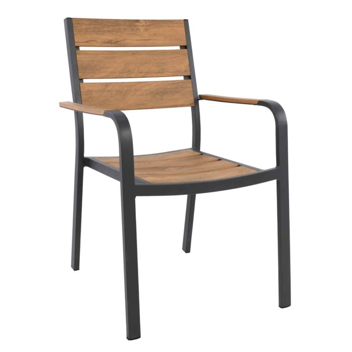 ΠΟΛΥΘΡΟΝΑ ΑΛΟΥΜΙΝΙΟΥ ΑΝΘΡΑΚΙ ΜΕ POLYWOOD FB95127.02 55x56x85Υεκ. - Image 1