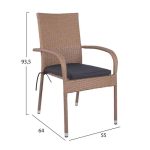 ΣΕΤ 5ΤΜΧ ΤΡΑΠΕΖΙ ΜΕΤΑΛΛΙΚΟ ΚΑΦΕ 120X70 ΜΕ 4 ΚΑΡΕΚΛΕΣ ΚΑΦΕ WICKER FB95207 - Image 3