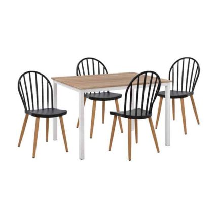 ΣΕΤ 5ΤΜΧ ΤΡΑΠΕΖΙ 110x70x76 cm SONAMA & ΚΑΡΕΚΛΕΣ ΠΟΛΥΠΡΟΠΥΛΕΝΙΟΥ ΜΑΥΡΕΣ ΜΕΤΑΛΛΙΚΑ ΠΟΔΙΑ FB911016