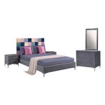 ΣΕΤ ΚΡΕΒΑΤΟΚΑΜΑΡΑΣ 4 ΤΜΧ ΒΕΛΟΥΔΟ ΓΚΡΙ COLOR PATTERN FB911262