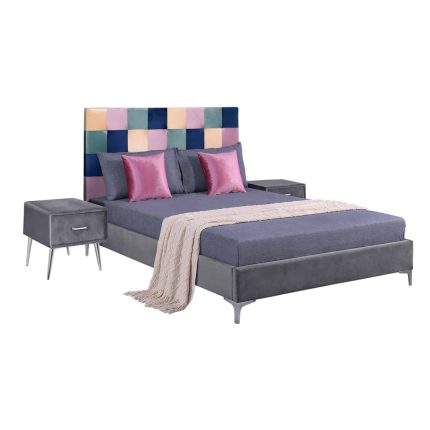 ΣΕΤ ΚΡΕΜΑΤΟΚΑΜΑΡΑΣ 3 ΤΜΧ ΒΕΛΟΥΔΟ ΓΚΡΙ COLOR PATTERN FB911261