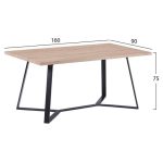 ΤΡΑΠΕΖΙ ΜΕ MDF ΕΠΙΦΑΝΕΙΑ SONAMA & ΜΕΤΑΛΛΙΚΑ ΠΟΔΙΑ FB98551.01 160X90X75Υ εκ. - Image 2