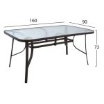 ΤΡΑΠΕΖΙ BRUNO 160Χ90Χ72Υεκ. ΜΕΤΑΛΛΙΚΟ ΚΑΦΕ ΜΕ ΓΥΑΛΙΝΗ ΕΠΙΦΑΝΕΙΑ FB5074.02 - Image 2