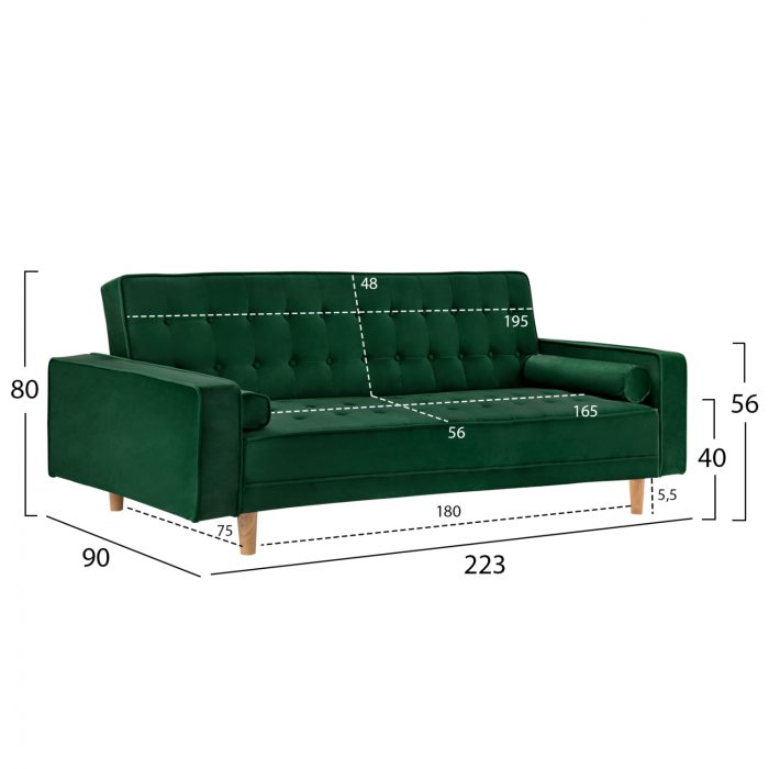 ΚΑΝΑΠΕΣ ΚΡΕΒΑΤΙ FB93150.13 ΒΕΛΟΥΔΟ ΚΥΠΑΡΙΣΣΙ 224X88X84Y εκ. - Image 2