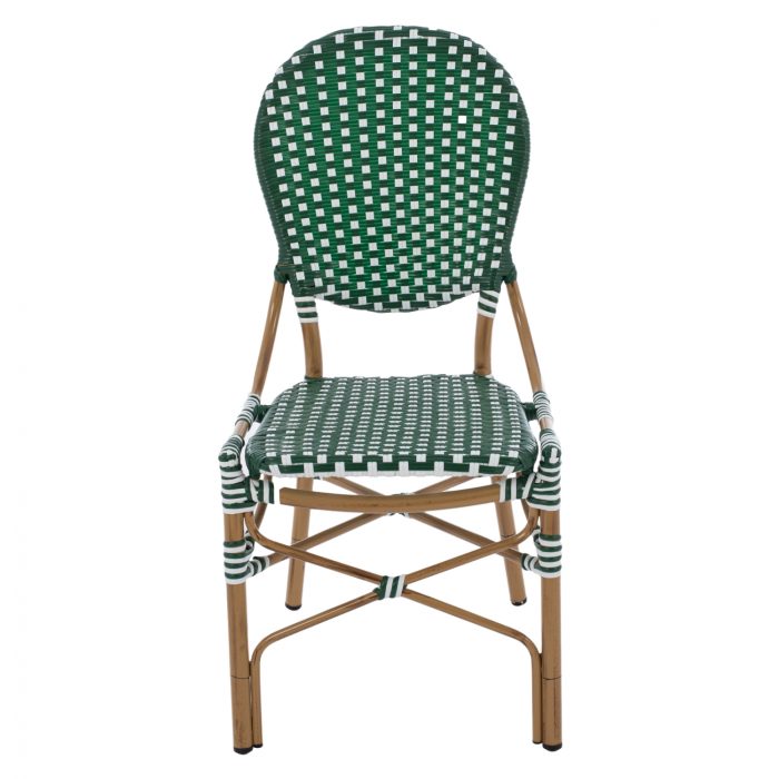 ΚΑΡΕΚΛΑ ΑΛΟΥΜΙΝΙΟΥ ΜΕ WICKER ΠΡΑΣΙΝΟ ΛΕΥΚΟ FB95792.01 47x55x98 εκ. - Image 3