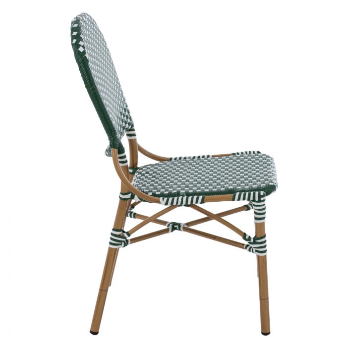ΚΑΡΕΚΛΑ ΑΛΟΥΜΙΝΙΟΥ ΜΕ WICKER ΠΡΑΣΙΝΟ ΛΕΥΚΟ FB95792.01 47x55x98 εκ. - Image 4