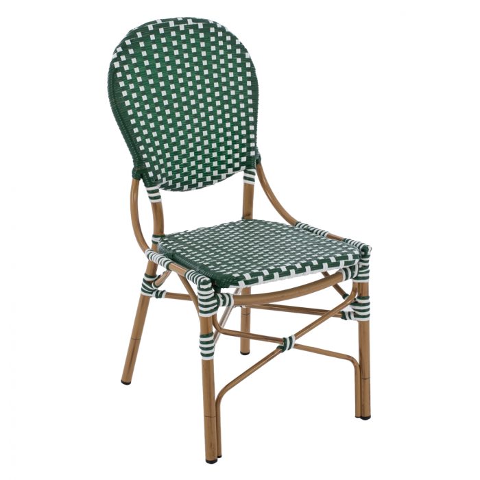 ΚΑΡΕΚΛΑ ΑΛΟΥΜΙΝΙΟΥ ΜΕ WICKER ΠΡΑΣΙΝΟ ΛΕΥΚΟ FB95792.01 47x55x98 εκ. - Image 1