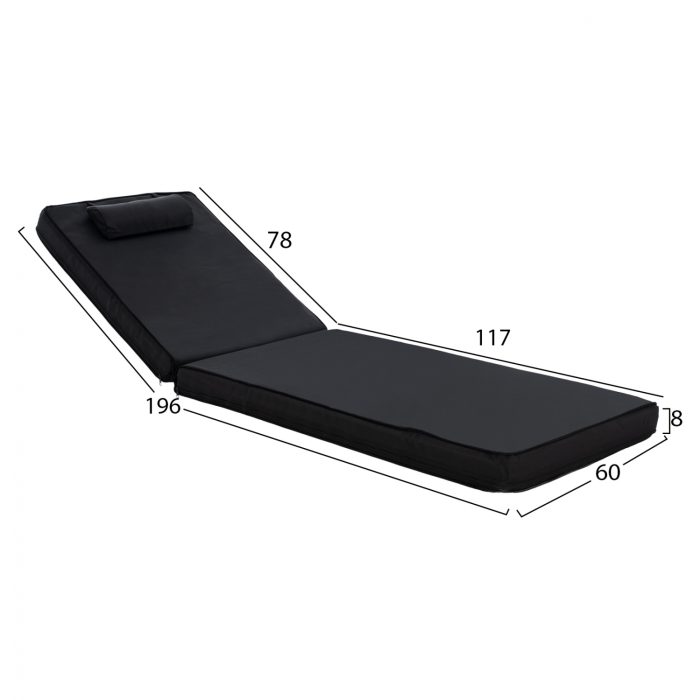 ΜΑΞΙΛΑΡΙ ΞΑΠΛΩΣΤΡΑΣ TEXTILENE ΜΑΥΡΟ FB911236.05T 196(117+1+78)x58x8 εκ. - Image 2
