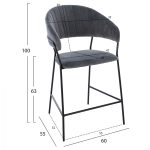 MEDIUM HEIGHT STOOL FB98734.01 GRAY VELVET WITH BLACK FRAME 60x55x100Y cm. - Image 2