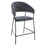 MEDIUM HEIGHT STOOL FB98734.01 GRAY VELVET WITH BLACK FRAME 60x55x100Y cm.