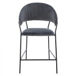 MEDIUM HEIGHT STOOL FB98734.01 GRAY VELVET WITH BLACK FRAME 60x55x100Y cm. - Image 3