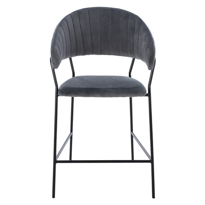 MEDIUM HEIGHT STOOL FB98734.01 GRAY VELVET WITH BLACK FRAME 60x55x100Y cm. - Image 3