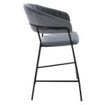 MEDIUM HEIGHT STOOL FB98734.01 GRAY VELVET WITH BLACK FRAME 60x55x100Y cm. - Image 4
