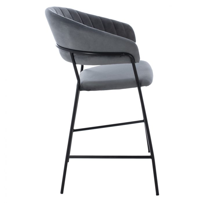 MEDIUM HEIGHT STOOL FB98734.01 GRAY VELVET WITH BLACK FRAME 60x55x100Y cm. - Image 4