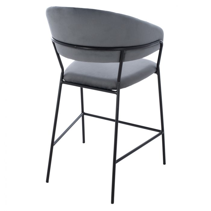 MEDIUM HEIGHT STOOL FB98734.01 GRAY VELVET WITH BLACK FRAME 60x55x100Y cm. - Image 5