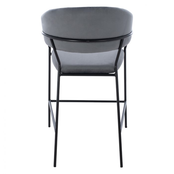 MEDIUM HEIGHT STOOL FB98734.01 GRAY VELVET WITH BLACK FRAME 60x55x100Y cm. - Image 6