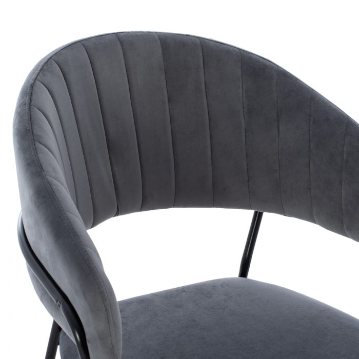 MEDIUM HEIGHT STOOL FB98734.01 GRAY VELVET WITH BLACK FRAME 60x55x100Y cm. - Image 8