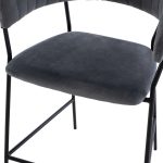MEDIUM HEIGHT STOOL FB98734.01 GRAY VELVET WITH BLACK FRAME 60x55x100Y cm. - Image 9