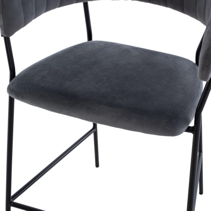 MEDIUM HEIGHT STOOL FB98734.01 GRAY VELVET WITH BLACK FRAME 60x55x100Y cm. - Image 9