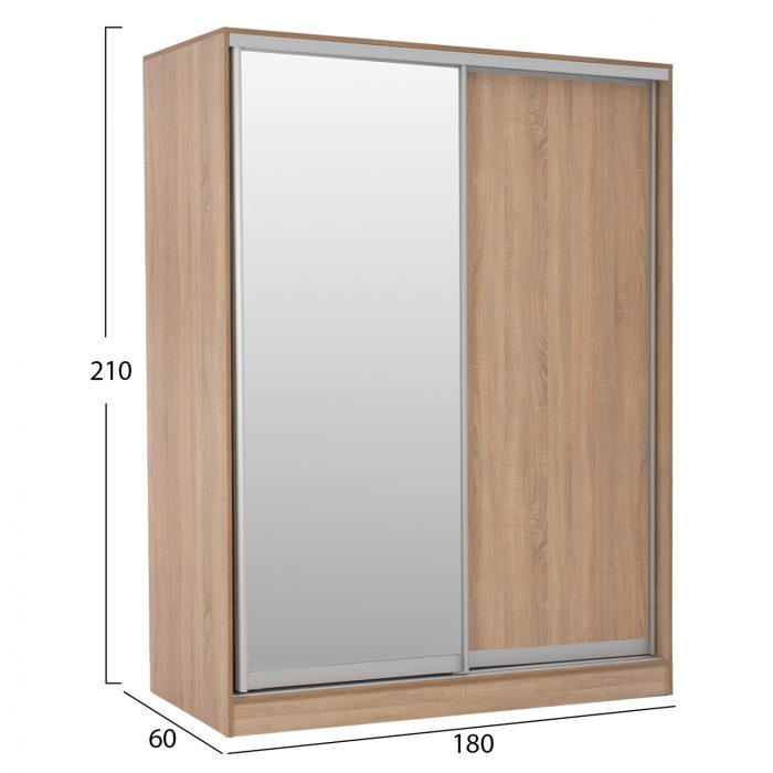 ΝΤΟΥΛΑΠΑ 2ΦΥΛΛΗ 180X60X210Υεκ. ΣΥΡΟΜΕΝΗ ΜΕ ΚΑΘΡΕΠΤΗ SONAMA OAK FB92437 - Image 2