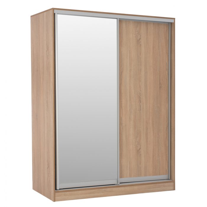 ΝΤΟΥΛΑΠΑ 2ΦΥΛΛΗ 180X60X210Υεκ. ΣΥΡΟΜΕΝΗ ΜΕ ΚΑΘΡΕΠΤΗ SONAMA OAK FB92437 - Image 1