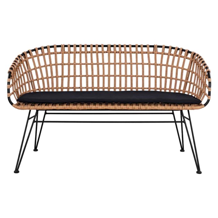 ΠΑΓΚΑΚΙ ΜΕΤΑΛΛΙΚΟ FB95692 ΜΕ WICKER ΜΑΥΡΟ ΜΠΕΖ 124x57x77Υ εκ. - Image 3