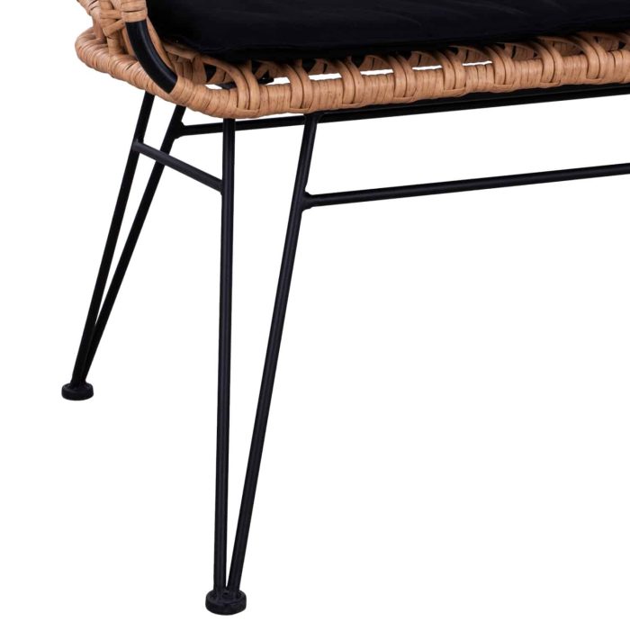 ΠΑΓΚΑΚΙ ΜΕΤΑΛΛΙΚΟ FB95692 ΜΕ WICKER ΜΑΥΡΟ ΜΠΕΖ 124x57x77Υ εκ. - Image 7