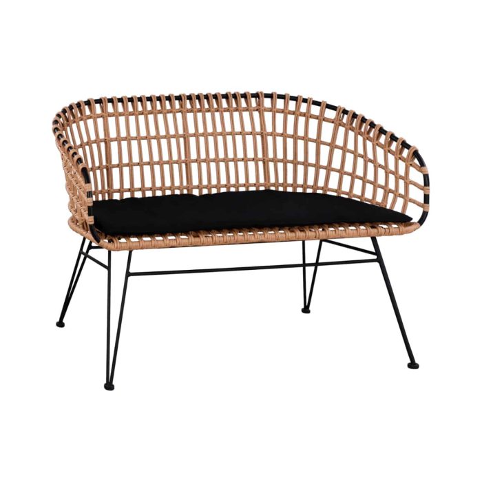 ΠΑΓΚΑΚΙ ΜΕΤΑΛΛΙΚΟ FB95692 ΜΕ WICKER ΜΑΥΡΟ ΜΠΕΖ 124x57x77Υ εκ. - Image 1