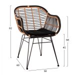 ΠΟΛΥΘΡΟΝΑ ΜΕ ΜΑΞΙΛΑΡΙ ΜΕΤΑΛΛΙΚΗ FB95663 ΜΕ WICKER ΜΠΕΖ & ΜΑΥΡΟ ΧΡΩΜΑ 58x60x82Υ εκ. - Image 2