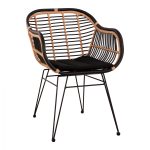 ΠΟΛΥΘΡΟΝΑ ΜΕ ΜΑΞΙΛΑΡΙ ΜΕΤΑΛΛΙΚΗ FB95663 ΜΕ WICKER ΜΠΕΖ & ΜΑΥΡΟ ΧΡΩΜΑ 58x60x82Υ εκ.