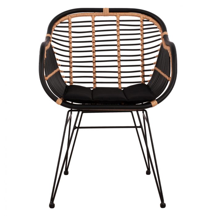 ΠΟΛΥΘΡΟΝΑ ΜΕ ΜΑΞΙΛΑΡΙ ΜΕΤΑΛΛΙΚΗ FB95663 ΜΕ WICKER ΜΠΕΖ & ΜΑΥΡΟ ΧΡΩΜΑ  58x60x82Υ εκ. - Image 3