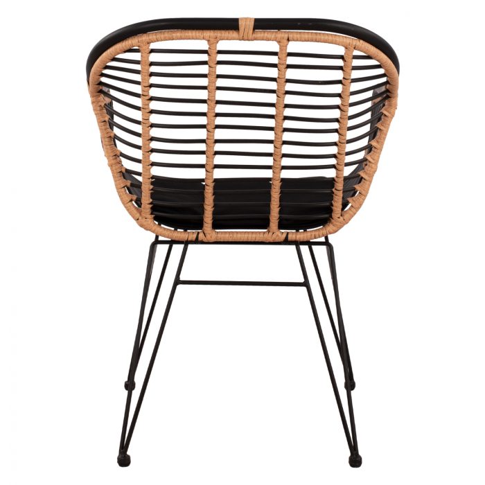 ΠΟΛΥΘΡΟΝΑ ΜΕ ΜΑΞΙΛΑΡΙ ΜΕΤΑΛΛΙΚΗ FB95663 ΜΕ WICKER ΜΠΕΖ & ΜΑΥΡΟ ΧΡΩΜΑ  58x60x82Υ εκ. - Image 6