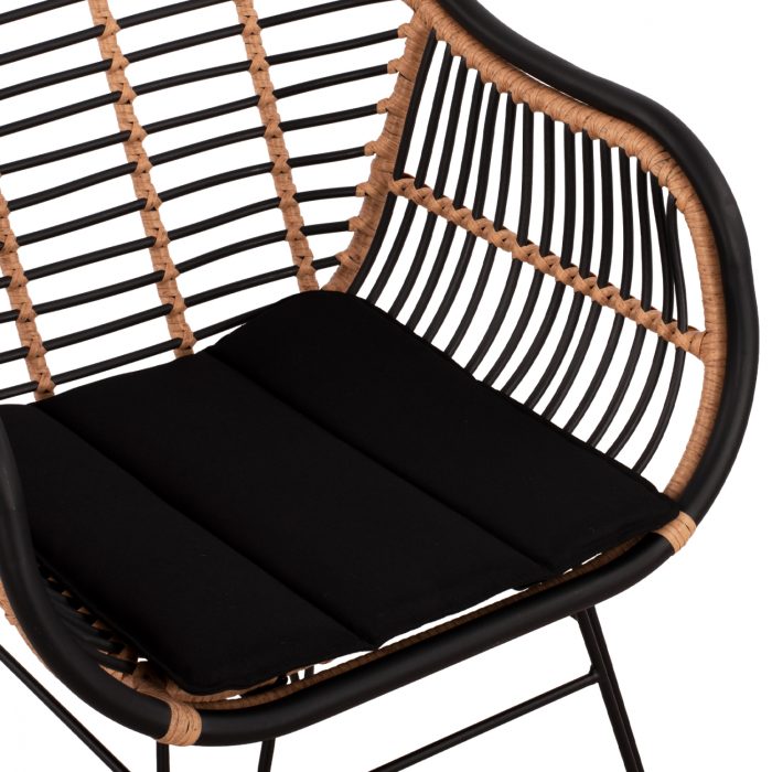 ΠΟΛΥΘΡΟΝΑ ΜΕ ΜΑΞΙΛΑΡΙ ΜΕΤΑΛΛΙΚΗ FB95663 ΜΕ WICKER ΜΠΕΖ & ΜΑΥΡΟ ΧΡΩΜΑ  58x60x82Υ εκ. - Image 7