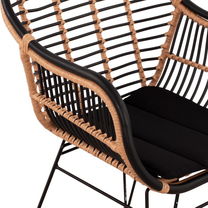 ΠΟΛΥΘΡΟΝΑ ΜΕ ΜΑΞΙΛΑΡΙ ΜΕΤΑΛΛΙΚΗ FB95663 ΜΕ WICKER ΜΠΕΖ & ΜΑΥΡΟ ΧΡΩΜΑ  58x60x82Υ εκ. - Image 8