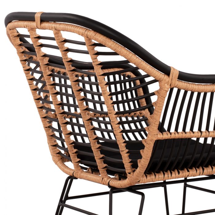 ΠΟΛΥΘΡΟΝΑ ΜΕ ΜΑΞΙΛΑΡΙ ΜΕΤΑΛΛΙΚΗ FB95663 ΜΕ WICKER ΜΠΕΖ & ΜΑΥΡΟ ΧΡΩΜΑ  58x60x82Υ εκ. - Image 9