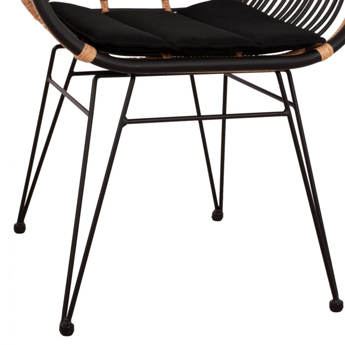 ΠΟΛΥΘΡΟΝΑ ΜΕ ΜΑΞΙΛΑΡΙ ΜΕΤΑΛΛΙΚΗ FB95663 ΜΕ WICKER ΜΠΕΖ & ΜΑΥΡΟ ΧΡΩΜΑ  58x60x82Υ εκ. - Image 10