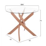 ΣΕΤ ΤΡΑΠΕΖΑΡΙΑΣ 5ΤΜΧ ΤΡΑΠΕΖΙ Φ90X74 & 4 ΚΑΡΕΚΛΕΣ ΜΕ ΓΚΡΙ ΥΦΑΣΜΑ FB911693.50 - Image 2