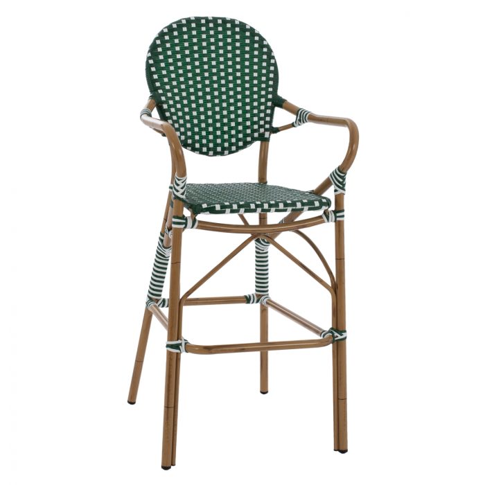 ΣΚΑΜΠΟ ΑΛΟΥΜΙΝΙΟΥ ΜΕ WICKER ΠΡΑΣΙΝΟ ΛΕΥΚΟ FB95794.01 56x60x126 εκ. - Image 1