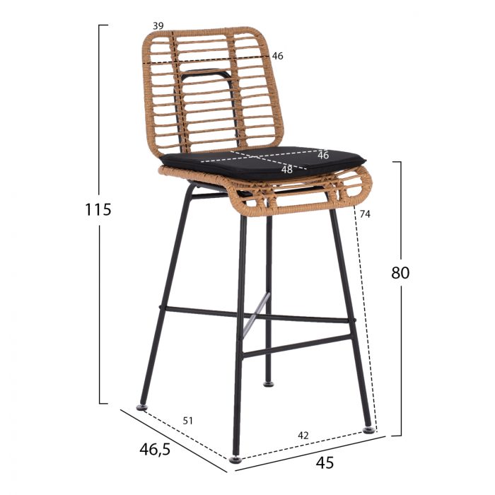 ΣΚΑΜΠΟ ΜΕΤΑΛΛΙΚΟ ΜΕ ΜΑΞΙΛΑΡΙ FB95708 ΜΕ WICKER ΜΠΕΖ 45Χ46.5Χ115Υ εκ. - Image 2