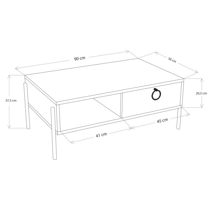 ΤΡΑΠΕΖΙ ΣΑΛΟΝΙΟΥ ΜΑΥΡΟ ΚΑΡΥΔΙ FB99247.04 90x56x37,5 εκ. - Image 2