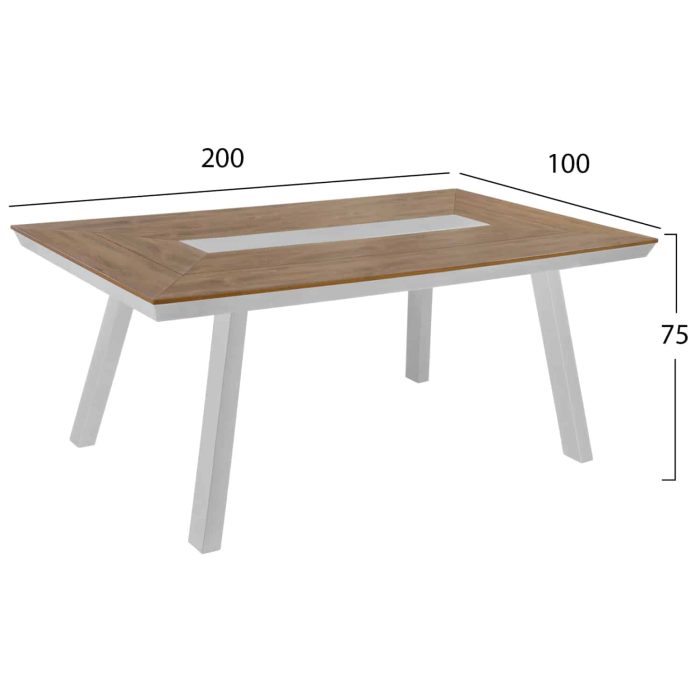 ΤΡΑΠΕΖΙ ΑΛΟΥΜΙΝΙΟΥ ΜΕ POLYWOOD 200X100 ΛΕΥΚΟ FB95131.11 - Image 2