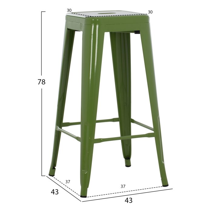 ΣΚΑΜΠΟ BAR ΜΕΤΑΛΛΙΚΟ ΣΕ LIGHT OLIVE GREEN FB98642.13 43x43x78 εκ. - Image 2