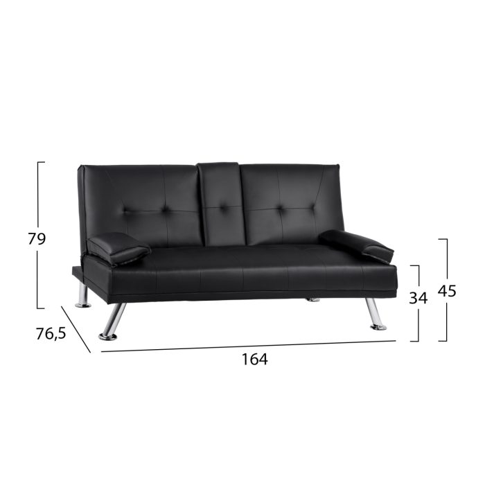 ΚΑΝΑΠΕΣ ΚΡΕΒΑΤΙ ΜΕ ΜΑΥΡΟ PU 165x76,5x79 εκ ΚΑΙ ΠΤΥΣΣΟΜΕΝΟ ΜΠΡΑΤΣΟ FB93157.01 - Image 2
