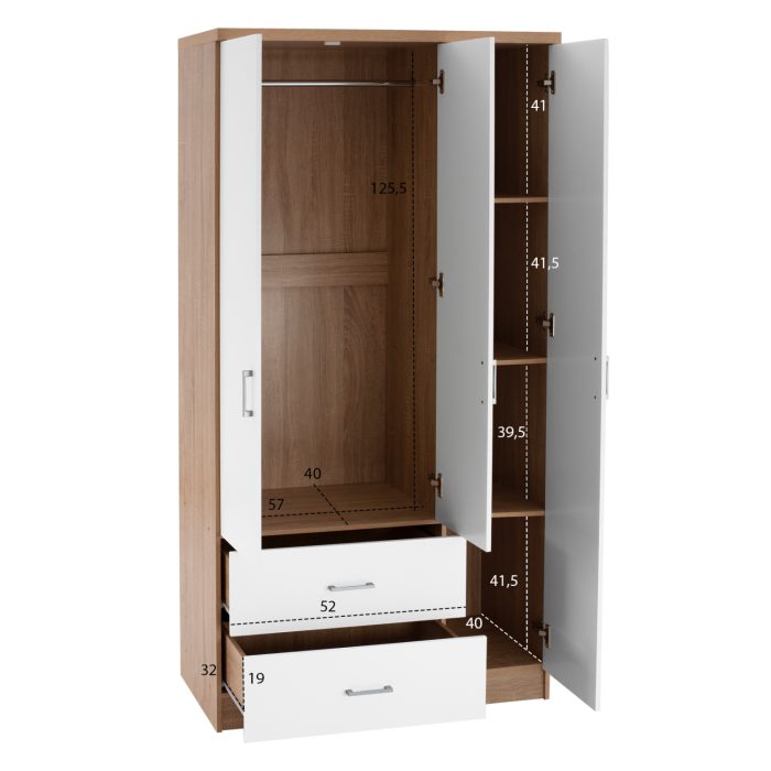 ΝΤΟΥΛΑΠΑ 3ΦΥΛΛΗ ME 2 ΣΥΡΤΑΡΙΑ FB9340.06 SONAMA - ΛΕΥΚO 89x42,5x181 εκ. - Image 3