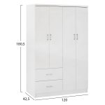 ΝΤΟΥΛΑΠΑ 4ΦΥΛΛΗ ME 2 ΣΥΡΤΑΡΙΑ FB9339.05 ΛΕΥΚΗ 120Χ42,5Χ180,5 εκ. - Image 2