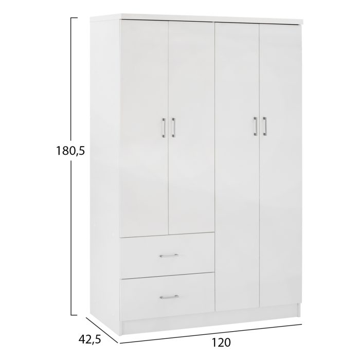 ΝΤΟΥΛΑΠΑ 4ΦΥΛΛΗ ME 2 ΣΥΡΤΑΡΙΑ FB9339.05 ΛΕΥΚΗ 120Χ42,5Χ180,5 εκ. - Image 2