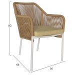 ΠΟΛΥΘΡΟΝΑ ΑΛΟΥΜΙΝΙΟΥ FB95855.01 ΛΕΥΚΟ ΜΕ ΣΧΟΙΝΙ WICKER PE ΜΠΕΖ 56x66x82 εκ. - Image 2