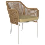 ΠΟΛΥΘΡΟΝΑ ΑΛΟΥΜΙΝΙΟΥ FB95855.01 ΛΕΥΚΟ ΜΕ ΣΧΟΙΝΙ WICKER PE ΜΠΕΖ 56x66x82 εκ.