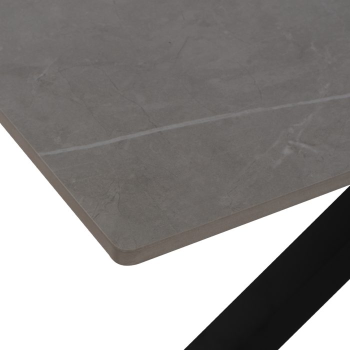 ΤΡΑΠΕΖΙ ΤΡΑΠΕΖΑΡΙΑΣ ΑΠΟ SINTERED STONE ΓΚΡΙ ΜΕΤΑΛΛΙΚΑ ΠΟΔΙΑ 160x90x75Υεκ.FB99308.03 - Image 6